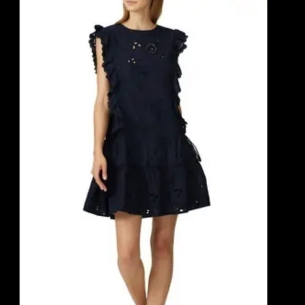 MISA Marieta eyelet mini dress
